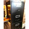Image 2 : Four drawer black metal filing cabinet w/ key