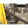 Image 2 : Contents of baker's rack - mixing bowls/ pots/ containers/ knives/ lids etc.