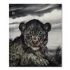 Image 1 : Martin Katon, "Black Leopard Cub" Original Oil Painting on Canvas, Hand Signed with Letter Authentic