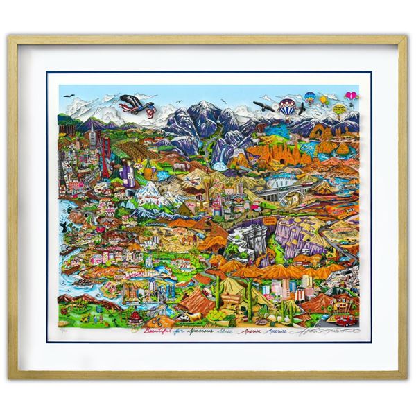 Charles Fazzino- 3D Construction Silkscreen Serigraph "O BEAUTIFUL FOR SPACIOUS SKIES…AMERICA…AMERIC