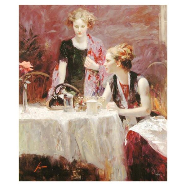 Pino (1939-2010), "After Dinner" Limited Edition on Canvas, Numbered and Hand Signed with Certificat