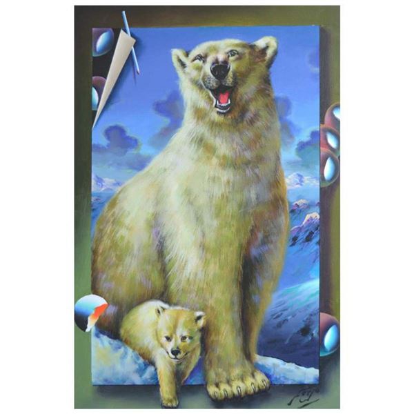 Ferjo, "A Mothers Joy" Original Painting on Canvas, Hand Signed with Letter of Authenticity.