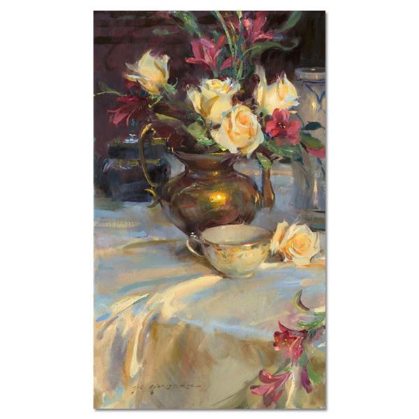 Dan Gerhartz, "Passion Roses & Tea" Limited Edition on Canvas, Numbered and Hand Signed with Letter 