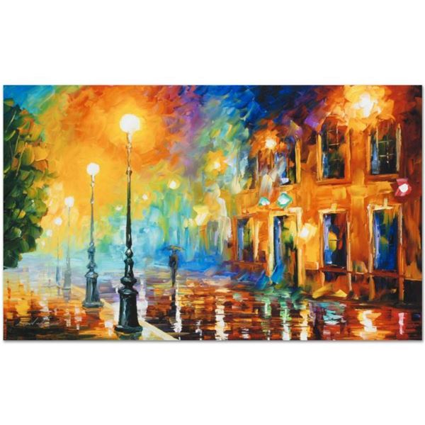 Leonid Afremov (1955-2019) "Misty City" Limited Edition Giclee on Canvas, Numbered and Signed. This 