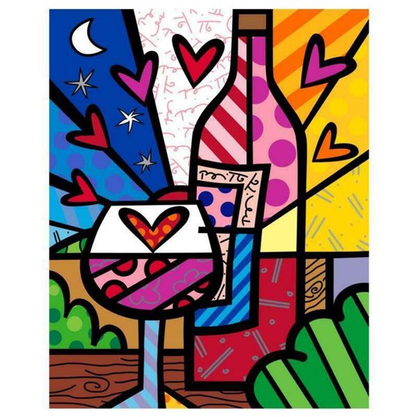 Romero Britto "Rose All Day" Hand Signed Limited Edition Giclee on Canvas; Authenticated