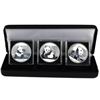 Image 1 : 2014, 2015 & 2016 China 10 Yuan 1oz .999 Fine Silver Pandas Encapsulated in Black Display Case. (TAX