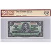 Image 1 : BC-21c 1937 Bank of Canada $1, Gordon-Towers, Wide Panel, S/N: K/M7327468, BCS Certified CUNC-62 Ori