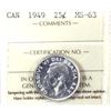 Image 1 : 1949 Canada 25-cent ICCS Certified MS-64.
