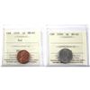 Image 1 : 1959 Canada 1-cent & 5-cent ICCS Certified MS-65. 2pcs