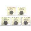 Image 1 : Lot of 5x 1978-1991 Canada 25-Cents ICCS Certified MS-66 to MS-67, Numismatic Brilliant Uncirculated