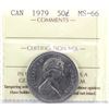 Image 1 : 1979 Canada Round Bust 50-Cents ICCS Certified MS-66. This coin has a beautiful even matte look.