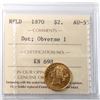 Image 1 : Newfoundland $2 1870 Dot, Obverse 1 Gold ICCS Certified AU-55