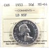 Image 1 : 1953 Canada 50-cent LD NSF ICCS Certified MS-64.