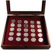 Image 1 : **Large Wooden Display Case with Glass Window Featuring 25x Canadian Commemorative Silver Dollars fr