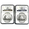 Image 1 : 2x 2011 China 1oz Fine Silver Pandas NGC Certified MS-70 - Early Releases & Normal Versions. 2pcs (T