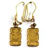 Image 1 : 21K Gold Earrings Containing 2x 1 Gram Pamp Suisse .9999 Fine Gold Bars. You will receive 2 grams of