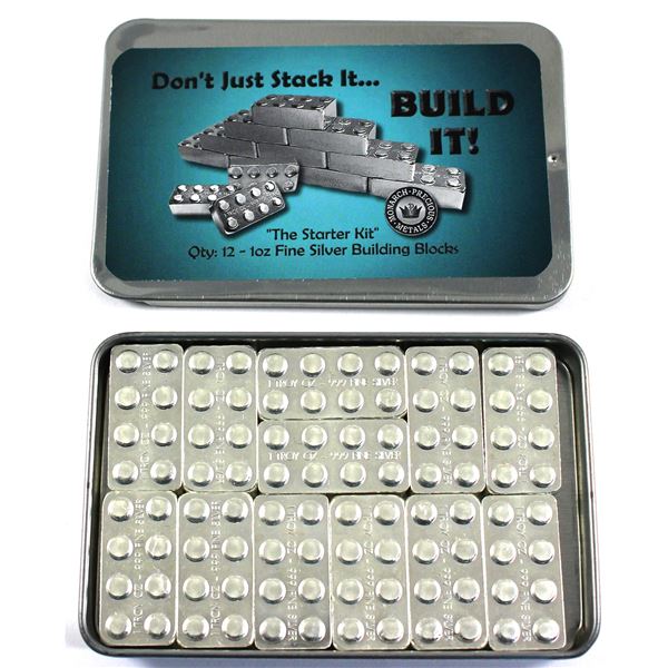 Monarch Precious Metals 12x 1oz .999 Fine Silver Building Blocks Set in ...