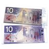 Image 1 : 2001 & 2004  Bank of Canada $10 2 & 3 digit Radar notes, SN: FDV 9193919 & FES9494949. 2pcs