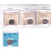 Image 1 : Lot of 4x 1926-1967 Canada 5-cent ICCS Certified: 1926 Near 6 VG-8 (scratched), 1958 MS-65, 1962 Dou