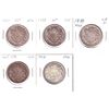 Image 1 : Lot of 5x Canada 50-cent coins: 1937 VF-30, 1938 F-15, 1939 VF-30, 1947 C7R VF-20 & 1954 EF-40. 5pcs