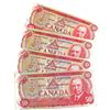 Image 1 : 4x 1975 Bank of Canada $50 Notes - 2x Lawson-Bouey & 2x Crow-Bouey Signatures. Average condition and