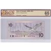 Image 1 : BC-57a 1989 Bank of Canada $10, Thiessen-Crow, S/N: ADA0110104, BCS Certified GUNC-65 Original.