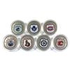 Image 1 : Lot of 7x 2014 Canada 25-Cents Pop-Up Jersey Set Coins. Comes with Calgary Flames, Toronto Maple Lea