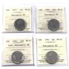 Image 1 : 1977,1985,1992 & 1995 Canada 25-cent ICCS Certified  MS-67 NBU. 4pcs