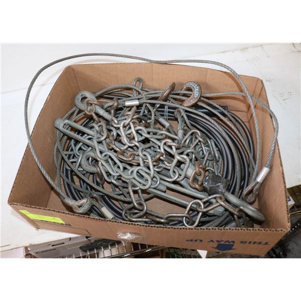 CHAIN ASSORTED & METAL CABLE- BOX LOT