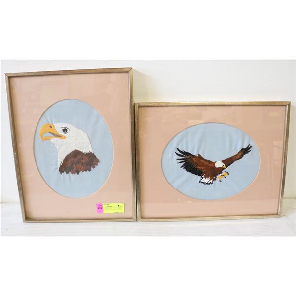 SET OF NEEDLEWORK EAGLE WALL ART