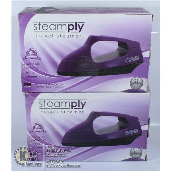 LOT OF 2 PURPLE TRAVEL STEAMERS.