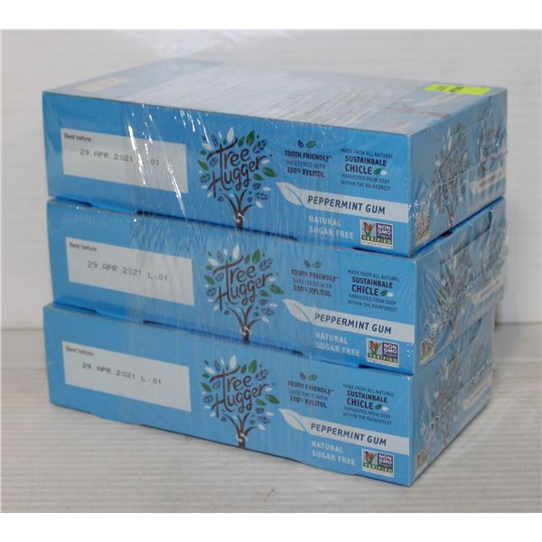 3 BOXES OF TREE HUGGER NATURAL CHEWING GUM