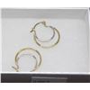 Image 1 : 10K TWO-TONE DOUBLE LOOP HOOP EAR RINGS