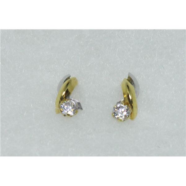 14K GOLD & DIAMOND TWO-TONE TWIST EARRINGS