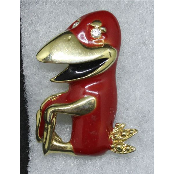 VINTAGE ENAMEL COSTUME BROOCH WITH BIRD