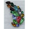 Image 1 : LARGE 3'' MULTICOLOR STONE VINTAGE COSTUME BROOCH