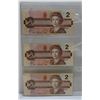 Image 1 : 3-SEQUENTIAL 1986 CANADA $2 BANKNOTES