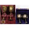 Image 2 : TWO CASES OF VINTAGE BRASS GOBLETS