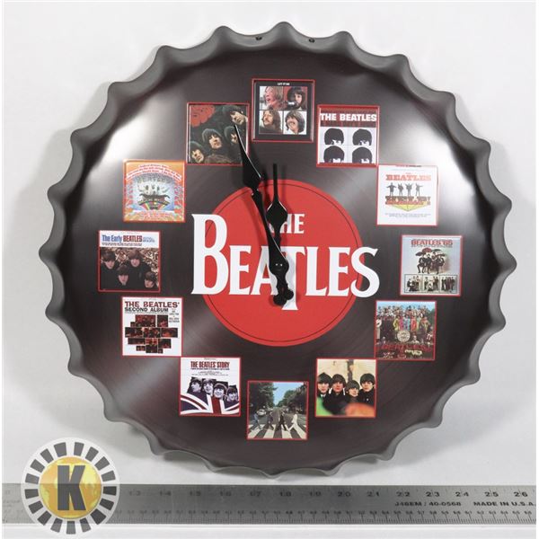 NEW BEATLES THEMED BOTTLE CAP SHAPED WALL CLOCK