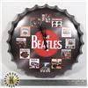 NEW BEATLES THEMED BOTTLE CAP SHAPED WALL CLOCK