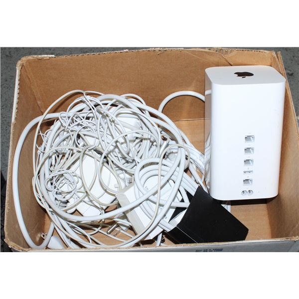 APPLE CORDS & MISC ELECTRONICS- BOX LOT