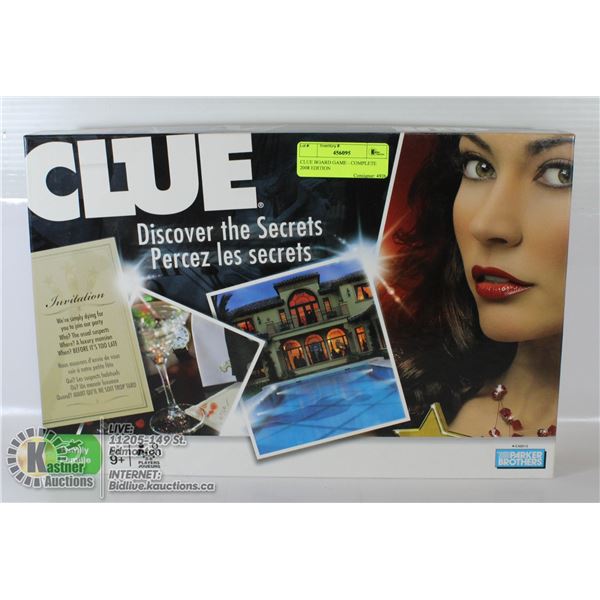 CLUE BOARD GAME - COMPLETE 2008 EDITION