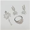 Image 1 : BZ390-128 SILVER CZ RING EARRING AND PENDANT SET