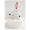 Image 1 : A UNICORN PORCELAIN JEWELRY BOX WITH JEWELRY