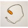 Image 2 : STERLING SILVER NECKLACE WITH AMBER PENDANT