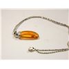 Image 3 : STERLING SILVER NECKLACE WITH AMBER PENDANT