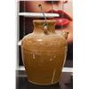 Image 1 : ANTIQUE BROWN CROCK WITH WOODEN HANDLE