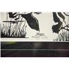 Image 2 : GEESE FLYING BLACK & WHITE NATIVE FRAMED PRINT SIGNED (#113/200)