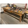 Image 2 : CONTENTS OF SHOP CORNER INCLUDING PAPER CUTTERS, SHELF, WOODEN 3 DRAWER WORK BENCH, METAL WORK