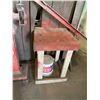 Image 2 : BALDOR 712RE HALF HORSEPOWER DUAL BENCH GRINDER ON STAND WITH WOODEN TABLE, WELDING SCREEN, SHELF &
